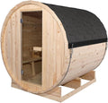 ZONEMEL Outdoor Barrel Steam Sauna, Wooden Sauna Room for 3-4 Person with 4.5KW ETL Certified TOULE Heater, Rocks, 8mm Tempered Glass, Waterproof System
