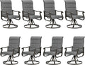 UDPATIO Patio Swivel Dining Chairs Set of 8, Outdoor Swivel Chairs High Back with All Weather Padded Textilene, Metal Rocking Frame for Lawn Garden Backyard, Dark Grey