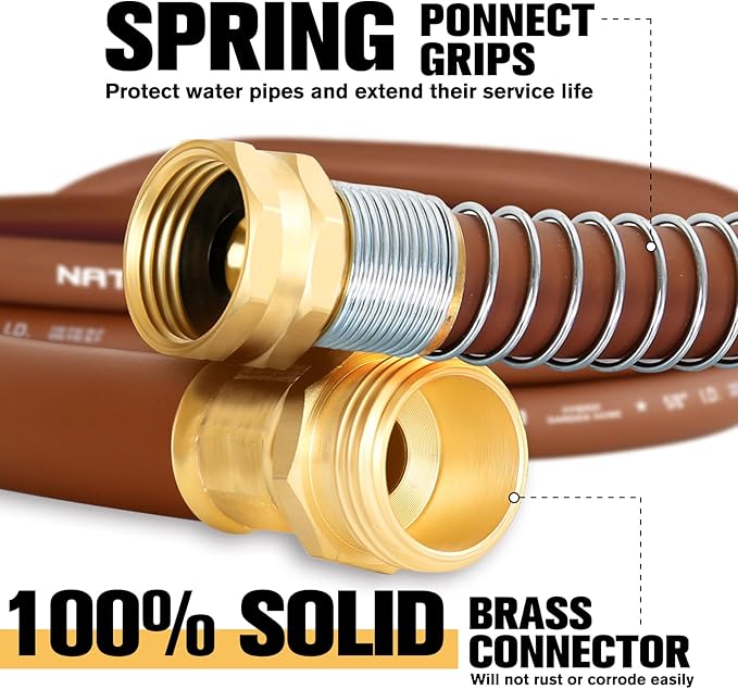 Short Leader Garden Hose 5/8" x 6ft, No Kink Lightweight Water Hose, Hybrid Rubber, Heavy Duty, 650 Burst PSI, Male to Female Fittings