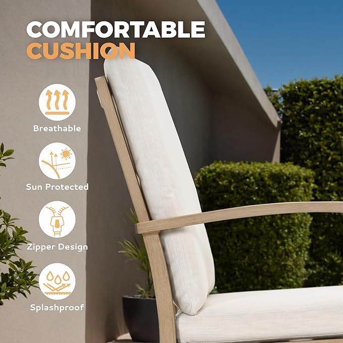 HAPPATIO Aluminum 9 Piece Patio Dining Set, Outdoor Swivel Dining Chairs and Dining Table, Aluminum Outdoor Dining Set for 8, Patio Dining Furniture with Washable Cushions (Beige)