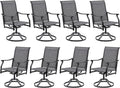 Soohow Swivel Outdoor Dining Chairs Set of 8, Patio Swivel Dining Chair with Textilene Fabric, Outdoor Metal Armchair All Weather Resistant, Ergonomic Comfort, Perfect for Patio, Backyard, Balcony