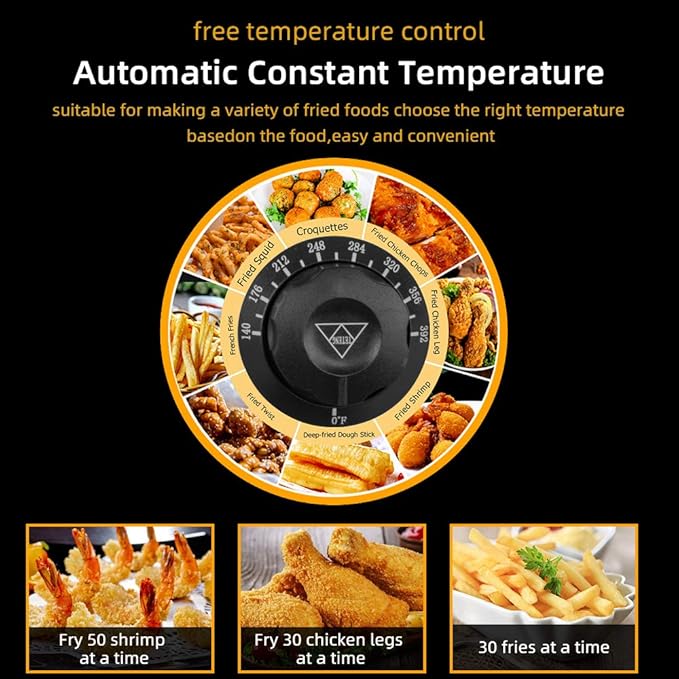 25QT/23.6L Commercial Deep Fryer with Basket and Lid, 3400W Electric Fryer with Adjustable Temperature & Timer, Stainless Steel Countertop Oil Fryer for French Fries, Onion Rings, Donuts