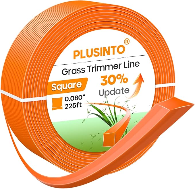 String Trimmer Line .080", 225 Feet Weed Eater String, Square Trimmer Line for Universal Replacement, Orange Premium Nylon String Trimmer Line for Light Grass&Weeds