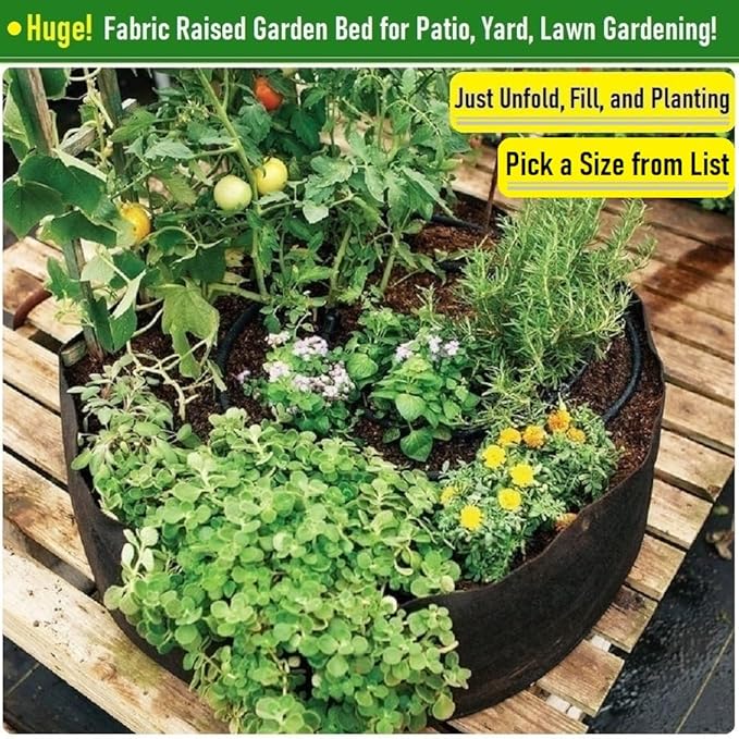 150 Gallon Large Raised Garden Bed Bag (44x24 inch) Big Garden Bag Sturdy Plant Grow Bag for Potato,Tomato Planter,Herb Veggies Planter Bag,Flower Bed,Yard Waste Bag,Lawn Debris Bag,Leaf Bag W/ Gloves