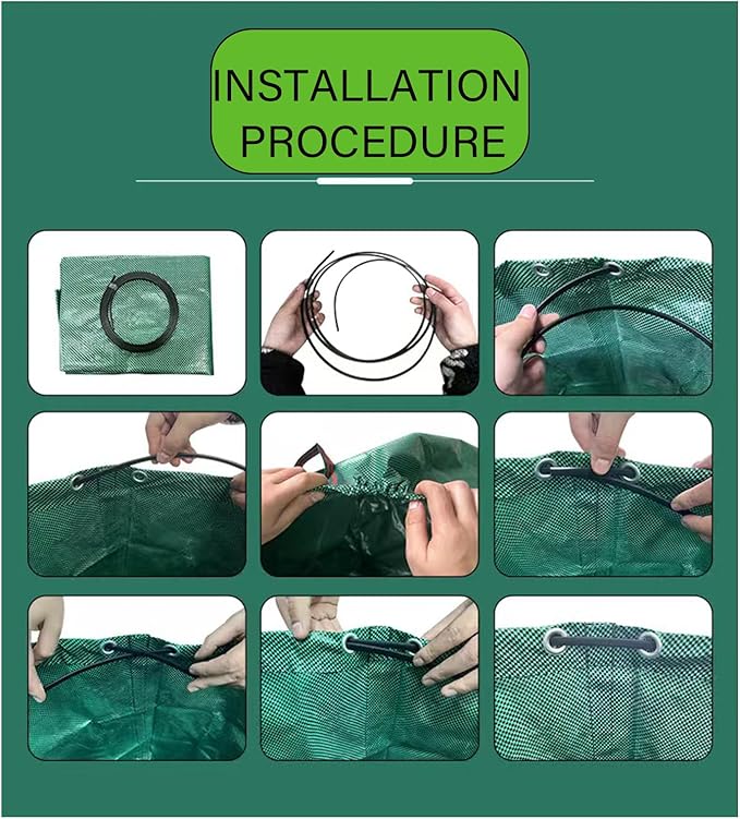 Reusable Yard Waste bags,Collapsible Leaf Bag with Gardening Gloves,Yard Debris Collapsible Bag With 4 Handles, for Leaves, Lawn Debris & Grass Clippings (14Gallon)