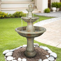 SunJet 51.5” High 3-Tiers Modern Concrete Outdoor Water Fountain - Round Large Outdoor Fountains and Waterfalls for Garden, Patio, Yard, and Deck Decor, Featuring Natural Stone Look