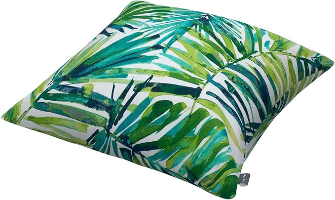 Magpie Fabrics Patio Pillow Covers ONLY 18"x18", Set of 2, Fade-Resistant Outdoor Indoor Decorative Throw Pillowcase Shell for Couch Garden Furniture - Green Palm Leaves