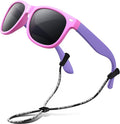 RIVBOS Kids Sunglasses Polarized UV Protection Flexible Rubber Glasses Shades with Strap for Boys Girls RBK004