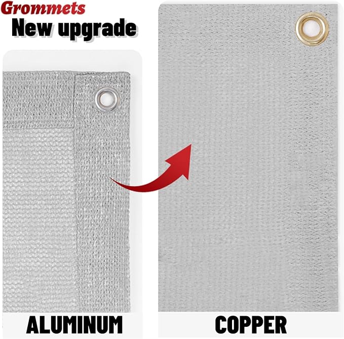 SUNNY GUARD Shade Cloth Custom Size 15x17 FT Sun Shade Screen Fabric Shade Cover Tarp with Grommets for Pergola Backyard Garden, Light Grey(We Customized)