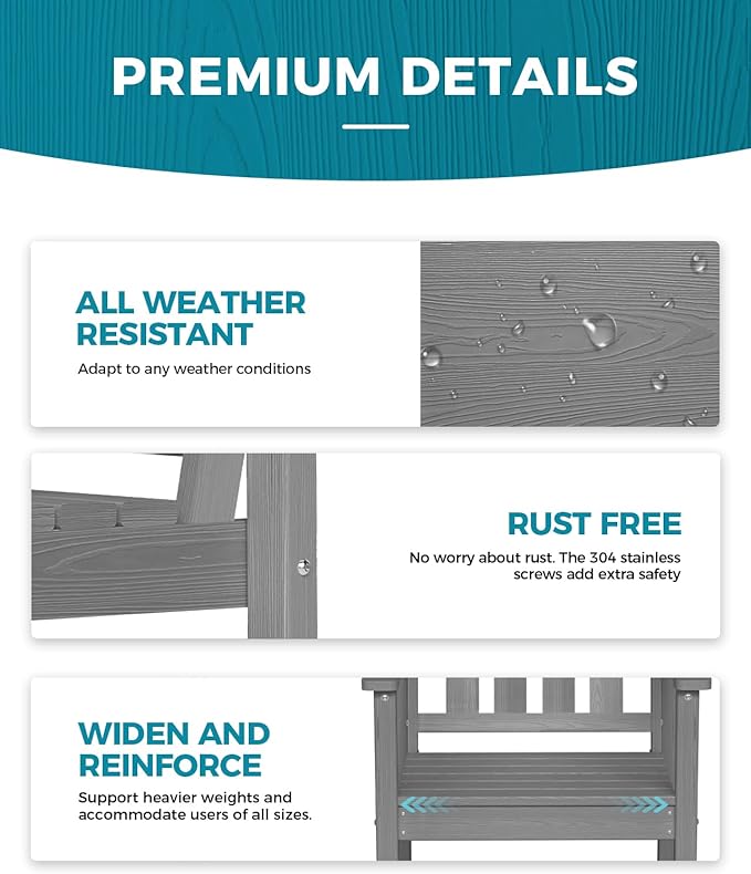 Ciokea HDPE Outdoor Dining Set 7-Piece Patio Table and Chairs with Umbrella Hole, All-Weather Patio Dining Set for 6, Durable Patio Furniture Set for Backyard, Garden, Lawn & Poolside, Grey