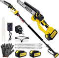 Brushless 2-IN-1 Cordless Pole Saw & Mini Chainsaw, 2× 21V 4.0Ah Batteries Powered 8 Inch Chain, 16-Foot Max Reach & Multi-Angle Electric Pole Saw for Tree Trimming,Tree Trimmer for Branch Cutting.