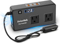 200W Car Power Inverter, Car Plug Adapter Outlet DC Inverter 12V to 110V AC Cigarette Lighter with 24W USB-C & USB-A Dual Outlets Fast Car Charger for Laptop Vehicles, Road Trip, Camping