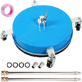 14" Pressure Washer Surface Cleaner with 4 Wheels, Coated Blue Stainless Steel Power Washer Surface Cleaner for Driveway Sidewalk Patio, 1/4" Quick Connector, 2 Extension Wand, 4000 PSI