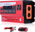 600W Car Power Inverter, 12V/24V Car Plug Adapter Outlet Converter with Dual Type C, Dual USB Dual, Dual Cigar Lighter, Single AC Outlet for Cars Trucks US Plug (Red)