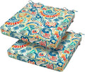 Magpie Fabrics Square Corner Seat Cushion, 18" x 18" x 2.5", 2 Pack, Indoor/Outdoor Waterproof Weather Resistant Universal Chair Pads for Patio Garden Dining - Paisley Multi