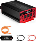 2000W Power Inverter Pure Sine Wave 12V DC to 110V 120V AC Converter, 4000W Peak Power Car Inverter with 3 AC Outlets,2 USB & Type-C,Remote Control LCD Display for Truck, RV, Vehicles, Solar Off-Grid