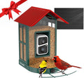 SOLIOM Solar Bird Feeder with Camera for Outdoors - Durable Metal AI Smart Birdhouse, 2K Live View & Instant Alerts, Squirrel Proof - Ideal Bird Watching Gift (Red)