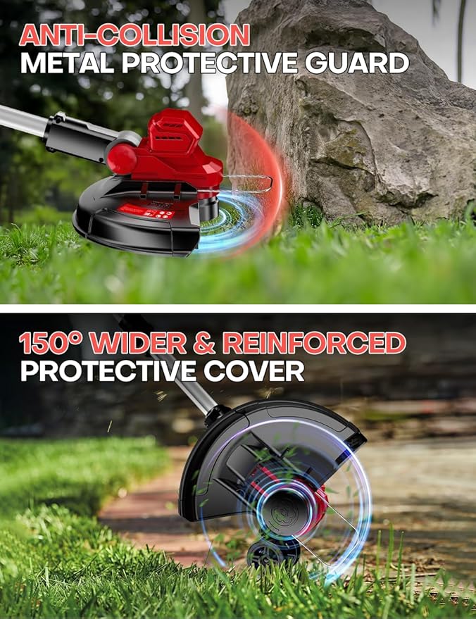 Cordless Weed Wacker, for Milwaukee M18 Battery,3 in 1 Battery Powered Weed Eater & Edger & Mower with Auto Line Feed, 20000 RPM 12 Inch Brushless Grass Trimmer, 6 Line Spools String Trimmer for Lawn
