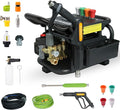 2025 Upgraded 100bar 2.3GPM Commercial Electric Pressure Washer–PM Inverter 3HP Motor,Horizontal Triplex Pump,Power Washer with 65dB Quiet,with 7 Nozzles (0°/15°/25°/40°/Soap/Turbo) for Cars/Driveway