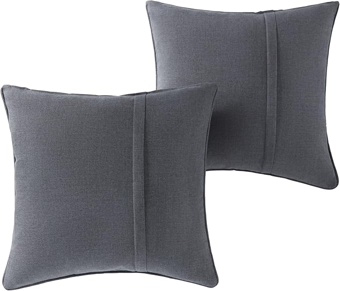 Greendale Home Fashions Sunbrella 20" Square Outdoor Throw Pillow with Removable Cover (Set of 2), Cast Slate 2 Count