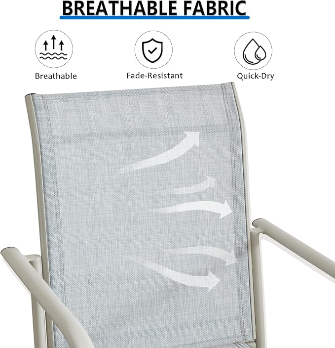 Outdoor Dining Chairs Set of 2, Stackable Patio Chairs with Textilene Fabric, Lightweight Garden Chairs for Poolside, Backyard, Camping, Beige