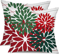 DFXSZ Outdoor Pillow Covers 18x18 Inch Set of 2 Red Green Flower Decorative Waterproof Summer Outdoor Pillow Covers for Patio Funiture Garden Couch 168P18