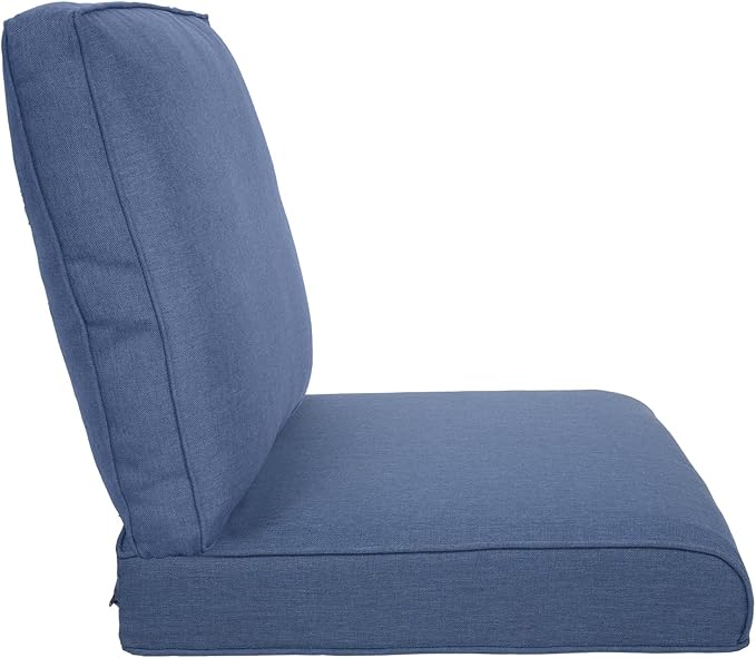 Pop 22x25/22x24 Outdoor Seat Cushions Set of 2 - Comfortable High Back Water-Resistant Patio Wicker Chairs Cushion for Dining Rocker Glider Loveseat Couch Sectional Sofa - Navy Blue/Classic