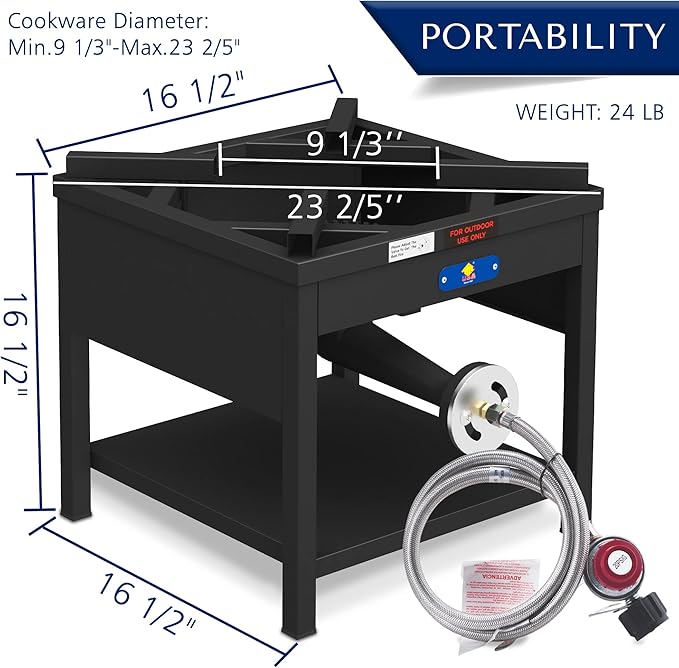 ARC 32QT Seafood Boiling Kit, 200,000BTU Propane Burner and 36" Large Spoon, Crawfish Boil Pot w/Basket and Steamer Rack, Outdoors Cooking and Steaming, Large Turkey Fryer Pot, Lobster Shrimp Pot