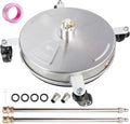 Hourleey 16" Pressure Washer Surface Cleaner, Stainless Steel Surface Cleaner with 4 Wheels for Concrete, Patio, Sidewalk, Deck, Pathway 1/4" Quick Connector, 2 Extension Wand, 4000 PSI