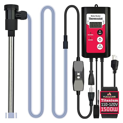 1500W Titanium Submersible Electric Immersion Water Heater with Temp Control & GFCI – Portable Heater for Hot Tubs, Above-Ground Pools, Swimming Pool, baptismal Pools, Spa & Inflatable Pools