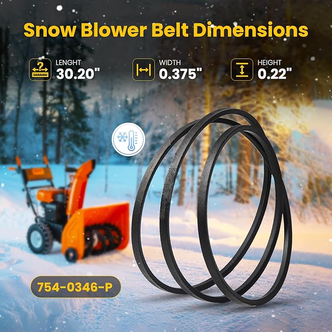 2-Pack 754-0346, 954-0346, 954-0345 Neoprene Rubber Snow Blower Belt for MTD, Compatible with Ariens 72084, 07208400 Drive Belt, 3/8" x 30.2"