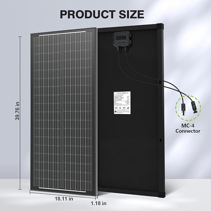 200 Watts Solar Panel Kit, 12V/24V (2PCS 100W) Monocrystalline 30A Charge Controller 25% High-Efficiency PV Module for RV, Rooftop, Boats, Trailer, Vehicle, Caravan, Off-Grid System (200W)