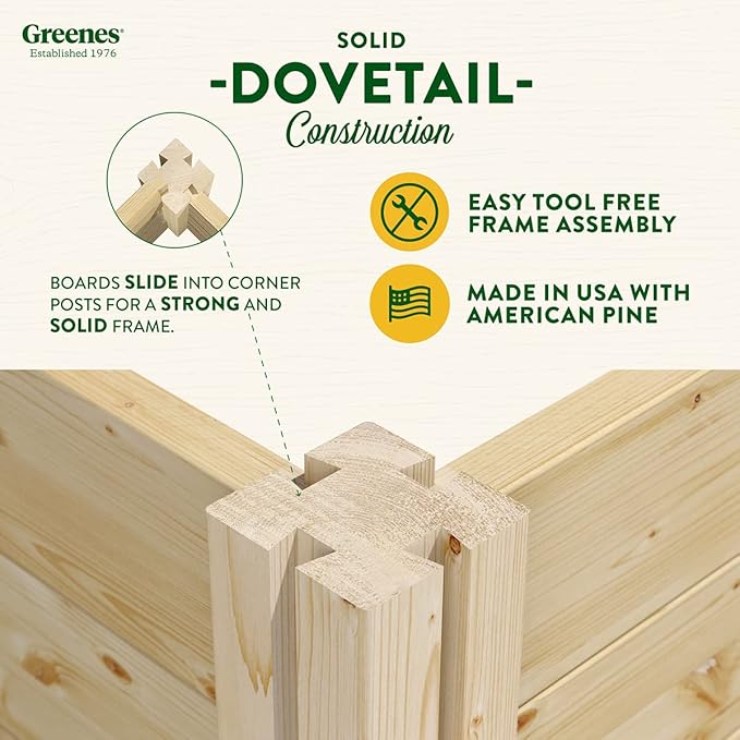 Greenes Fence Original Pine Raised Garden Bed, 4' x 12' x 7-14" - Made in USA with American Pine