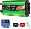 3000W Pure Sine Wave Power Inverters, LVYUAN 6000W Peak Power 12V DC to AC 120V Power Converter for RV, Truck, Outdoor, Remote Control Quadruple AC Outlets and USB Ports Inverter with LCD Display