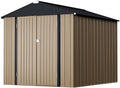 GUNJI 6 x 4 FT Shed Outdoor Storage Shed Metal Garden Shed with Lockable Door Outside Waterproof Tool Shed for Backyard, Patio, Lawn (Brown)
