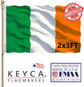 Ireland Flag 2x3 FT 100% Made in The USA-Heavy Duty Vibrant Colours Double Sided Irish National Flag with 2 Brass Grommets for Home/Company/Indoor Outdoor Decoration