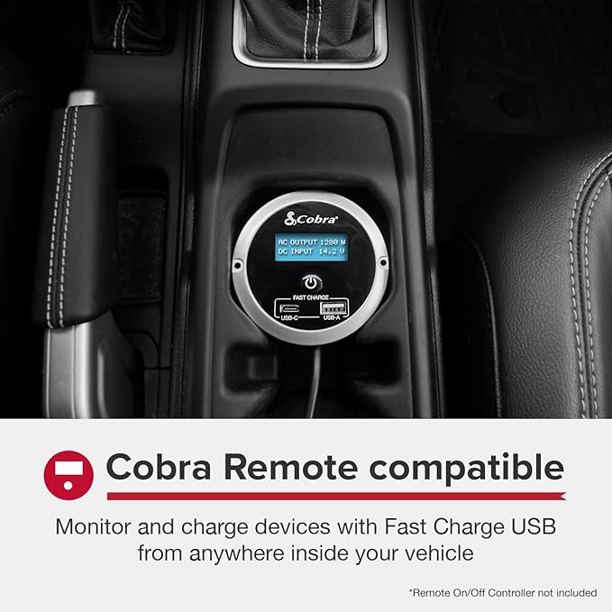 Cobra PRO 1500W Professional Grade Power Inverter, Portable – 1500-Watt Car Charger, 4 Grounded AC Outlets, 2 Fast Charge USB Ports and Remote Controller (CPIALCDG1) Compatible