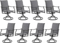 Soohow Swivel Outdoor Dining Chairs Set of 8, Patio Swivel Dining Chair with Textilene Fabric, Outdoor Metal Armchair All Weather Resistant, Ergonomic Comfort, Perfect for Patio, Backyard, Balcony