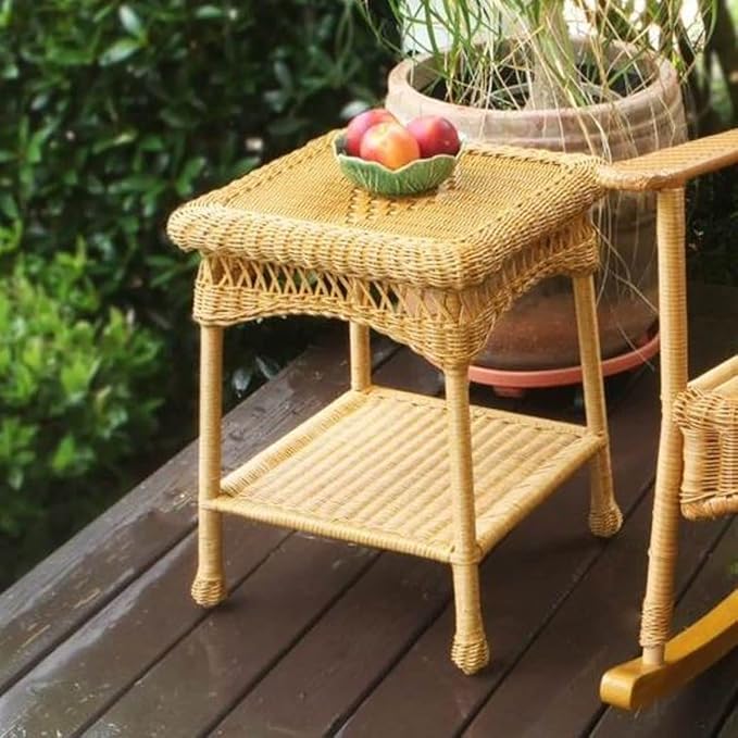 Tortuga Outdoor Portside Wicker Side Table, Amber