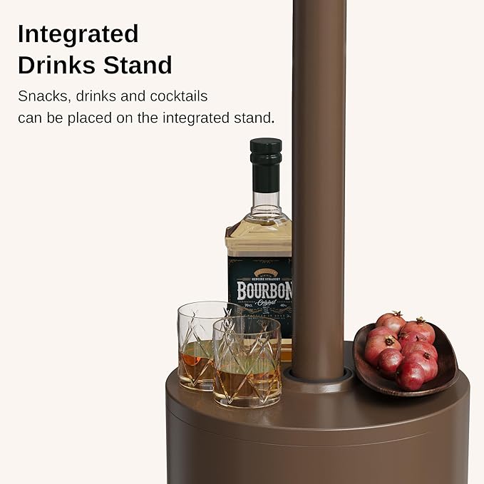 EAST OAK 50,000 BTU Patio Heater for Outdoor Use With Round Table Design, Double-Layer Stainless Steel Burner and Wheels, Outdoor Patio Heater for Home and Commercial, Bronze, 31.9" x 31.9" x 86.6"
