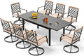 PHI VILLA 9 Pieces Outdoor Dining Set, Expandable Metal Table (64"-82") and 8 Swivel Dining Chairs – Perfect for Patio, Garden, Deck, Porch, and Yard, 9PCS Outdoor Dining Set Style 3