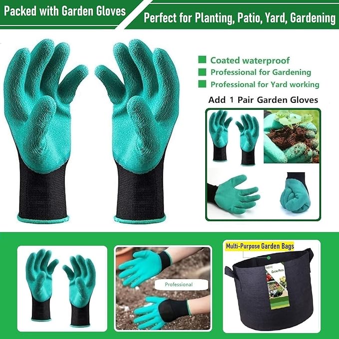 300 Gallon Large Raised Garden Bed Bag (60x24 inch) Big Garden Bag Sturdy Plant Grow Bag for Potato,Tomato Planter,Herb Veggies Planter Bag,Flower Bed,Yard Waste Bag,Lawn Debris Bag,Leaf Bag W/ Gloves