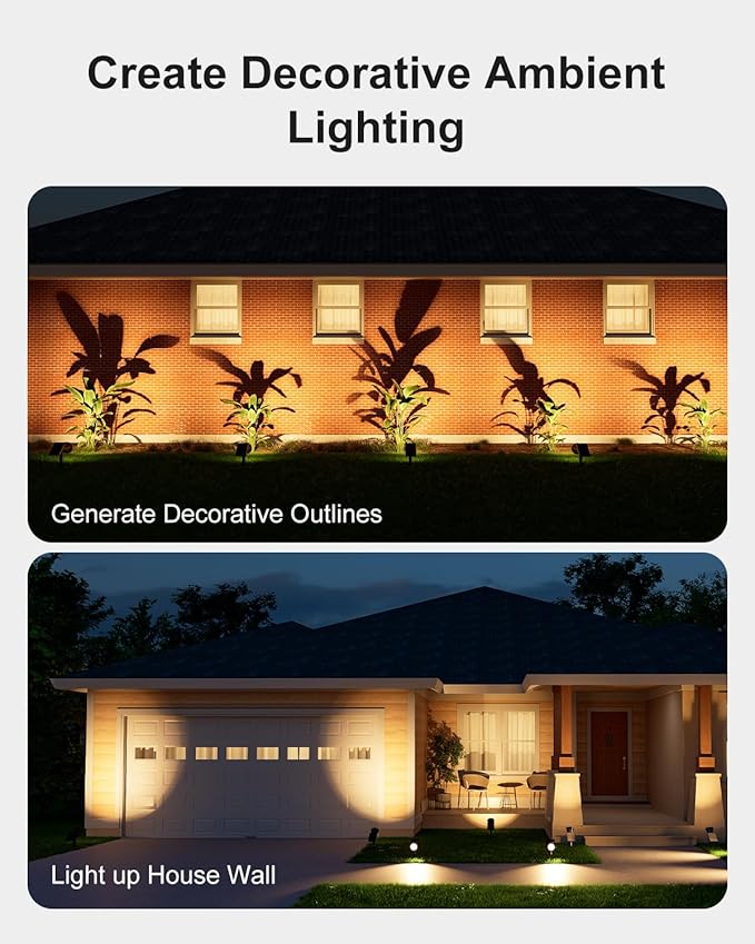 2 Pack Solar Spotlights Outdoor Waterproof for Flag, Tree, Statue, Wooden Sign, Plant Pot, Bright LED Outside Landscape Flood Lamp for Decoration Uplighting Yard, Garden, House, Walkway, Ground, Fence