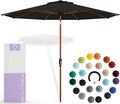 Midtown Umbrellas Sunbrella Umbrella Outdoor Patio Umbrella 2-9 Feet in Sunbrella Black Acrylic Fabric, Auto-Tilt Aluminum Frame For Backyard Umbrella, Deck Umbrella & Porch Umbrella - Wooden Pole
