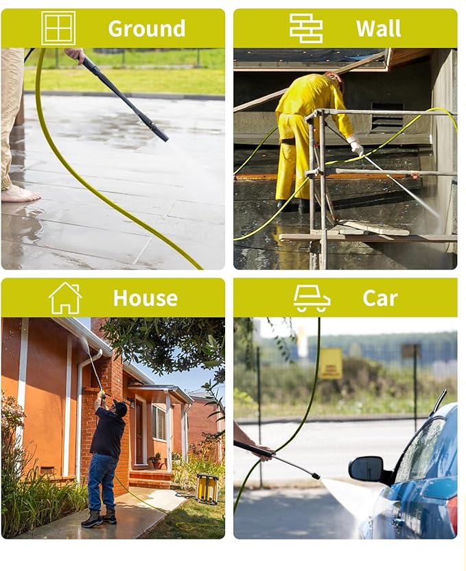 Pressure Washer Hose 75FT 3/8" for Cold and Hot Water 212°F, with Swivel Quick Connect, 4500PSI Kink Resistant Grade Steel Wire Braided, Power Washer Hose With 2pcs M22-14mm Adapter