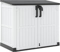 KAMABOKO Outdoor Storage Cabinet 36 Cu.Ft Outdoor Trash Can Storage Shed Waterproof Horizontal Storage Shed Outdoor Storage for Backyard, Patio, Poolside (White)