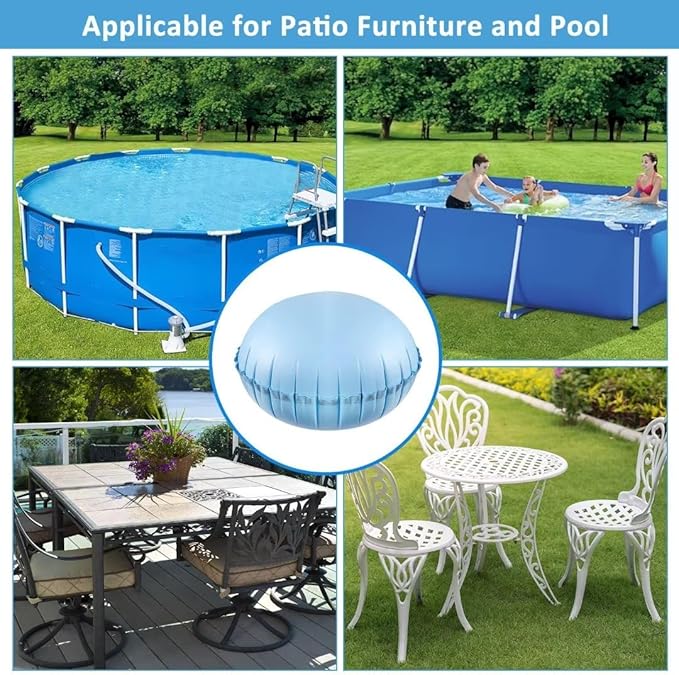 2pcs Pool Pillows for Above Ground Pools, 4ft Dia Heavy Duty Swimming Pool Air Pillow 0.4mm Thick Pool Closing Winter Kit Pool Cover Float Balloon with String Repair Tape for Winterizing Ice Equalizer