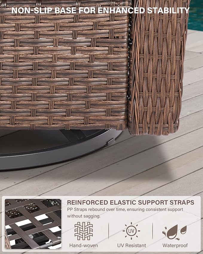Belord 7 Piece Patio Furniture Set - High Back Swivel Rocker Glider Outdoor Chairs with 3-Seat Sofa and Ottoman, All-Weather Removable 6" Blue Cushion for Patio Conversation and Family Reunion