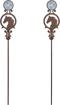 Touch of Class Pathways Reflective Driveway Marker Stake Set of Two for Outdoor Use | Horse Silhouette Design | Personalized Tall Reflector Set of 2 | Weathered Bronze Durable Finish