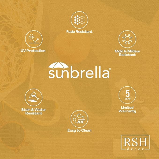 RSH DECOR: Sunbrella Square Throw Pillows Set of 2 | 20" x 20" | Water and Fade-Resistant Performance Fabric | Outdoor Pillow Covers with Down-Alternative Inserts | Made in USA (Cast Shale Brown)